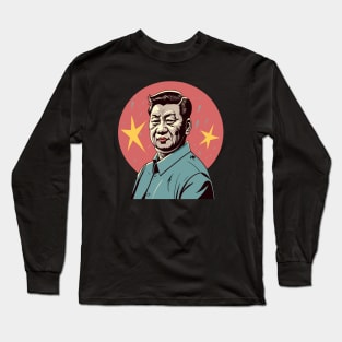 Xi Jinping Background Flag Long Sleeve T-Shirt